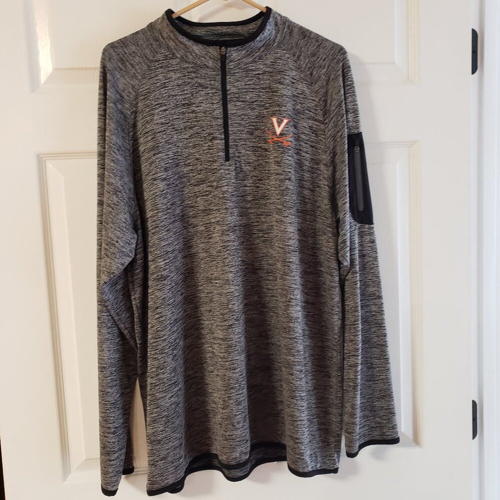 UVA Virginia Cavaliers Men's‎ Colosseum 1/4 Zip Pullover Grey & Black Size XL